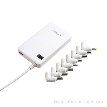 Ultra-slim Universal Laptop AC Adapter with Digital LED Display, 2.1A USB Output, Fast Charging